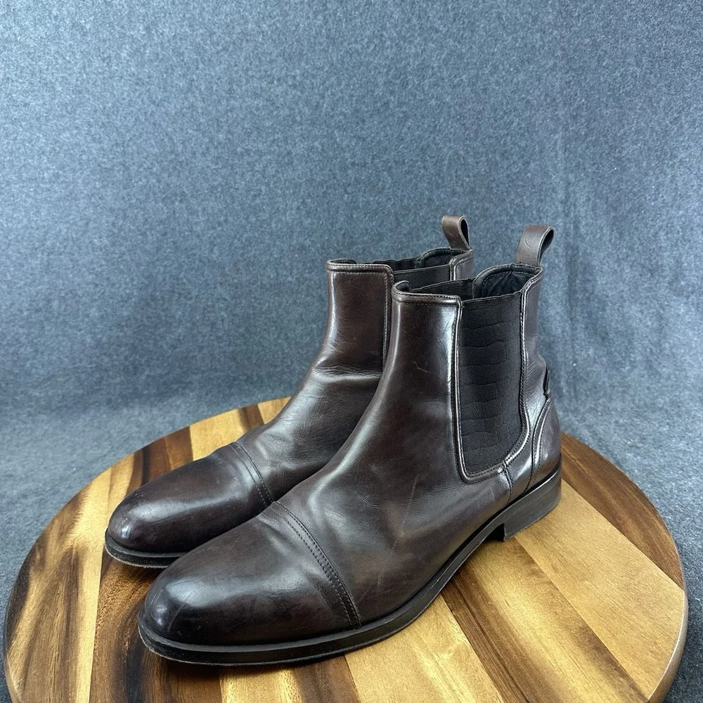 Roberto Cavalli Chelsea Boots Leather 6237 Brown Men's Size 44 MSRP $249